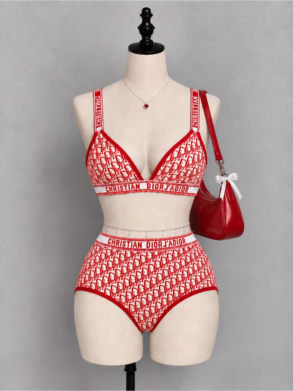 Knit Monogram Bralette and High Waist Bottoms Set